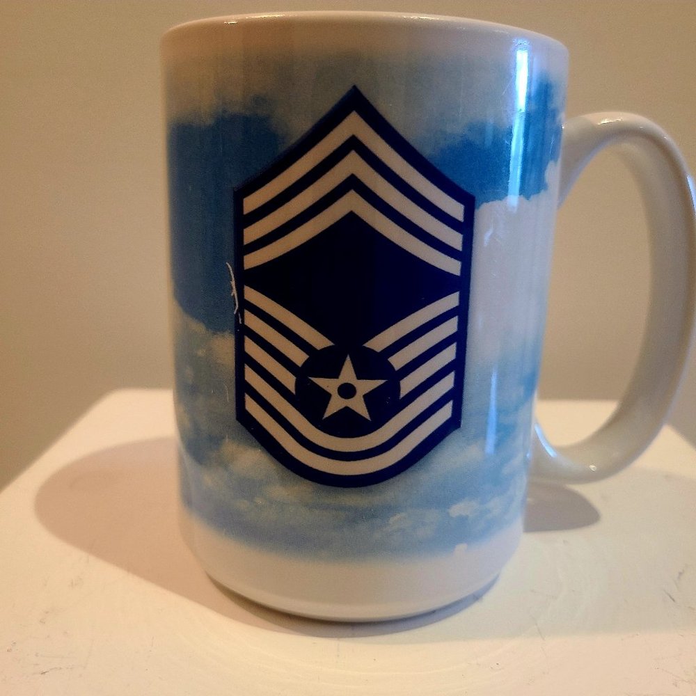 Vintage CUPPA 90s Chief Master Sergeant/Air Force Crest Ceramic 15oz Coffee Mug